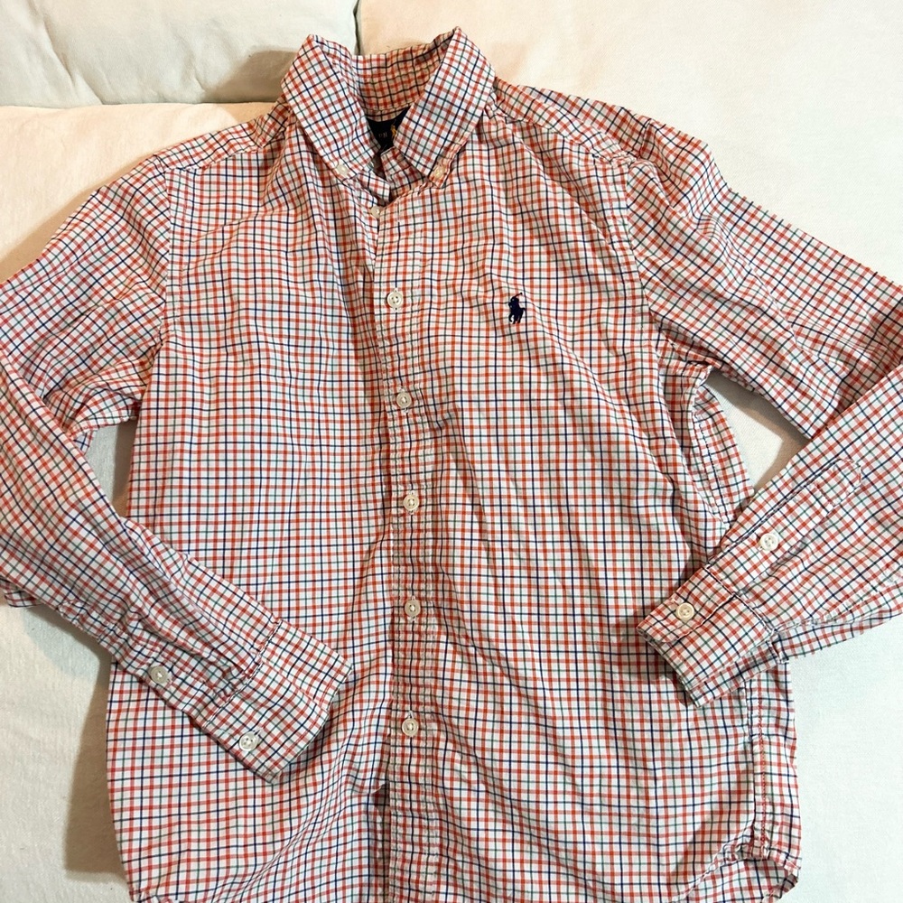 Ralph Lauren orange and White Checkered Shirt